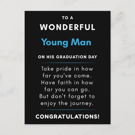 Naar een geweldig jong Man op zijn Afstuderen dag Briefkaart (Voorkant)