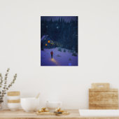 Naar een kajuit in de bossen van de winter poster (Keuken)