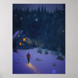 Naar een kajuit in de bossen van de winter poster