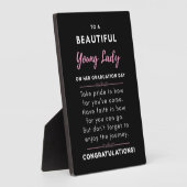 Naar een mooie jongedame op haar Afstuderen dag Fotoplaat (Zijkant)