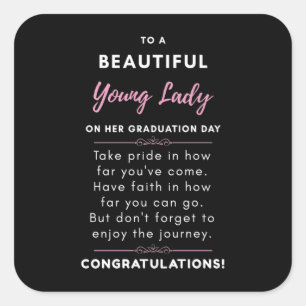 Naar een mooie jongedame op haar Afstuderen dag Vierkante Sticker
