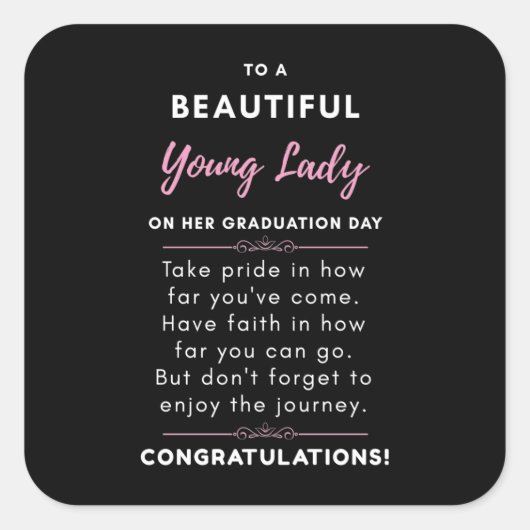 Naar een mooie jongedame op haar Afstuderen dag Vierkante Sticker (Voorkant)