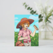 Naar een picknick met een kat briefkaart (Staand voorkant)