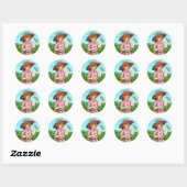 Naar een picknick met een kat ronde sticker (Vel)