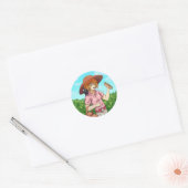 Naar een picknick met een kat ronde sticker (Envelop)