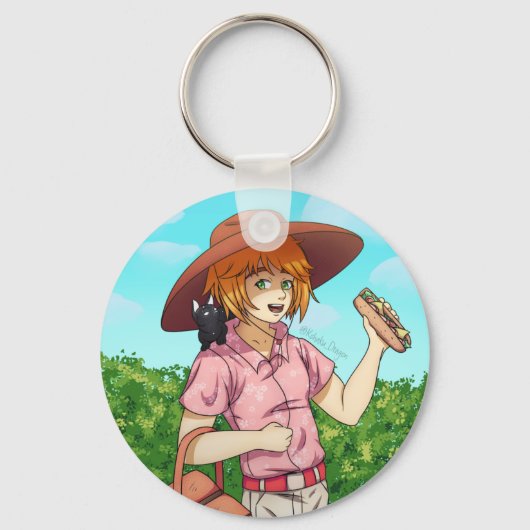 Naar een picknick met een kat sleutelhanger (Voorkant)