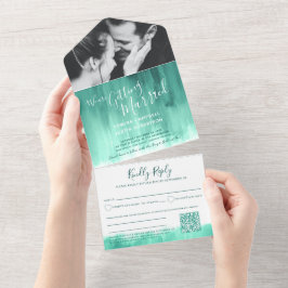 Naar een trouwtrouwfoto van smarald rsvp QR All In One Uitnodiging
