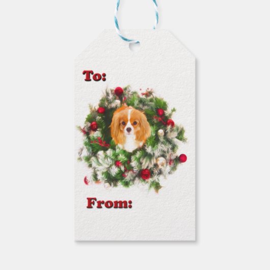 Naar en van Cavalier King Charles Krans Gift Label Cadeaulabel (Achterkant)