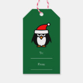 Naar en van kerstcadeaubonnen met pinguïn cadeaulabel (Voorkant)