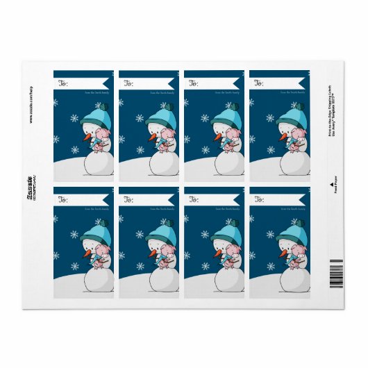 Naar en van Snowman en Varkens Persoonlijke Kerstm Etiket (Full Sheet)
