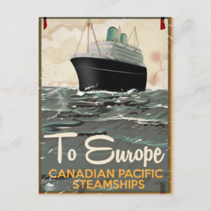 Naar Europa Vintage Canadese Reisposter Briefkaart