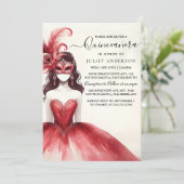 Naar Fancy Prom Mask Fun Masquerade Quinceañera Kaart (Staand voorkant)