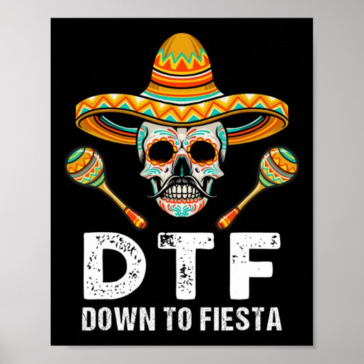 Naar Fiesta Grappige Mexicaanse Party Schedel Grap Poster (Voorkant)