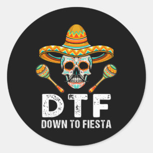 Naar Fiesta Grappige Mexicaanse Party Schedel Grap Ronde Sticker