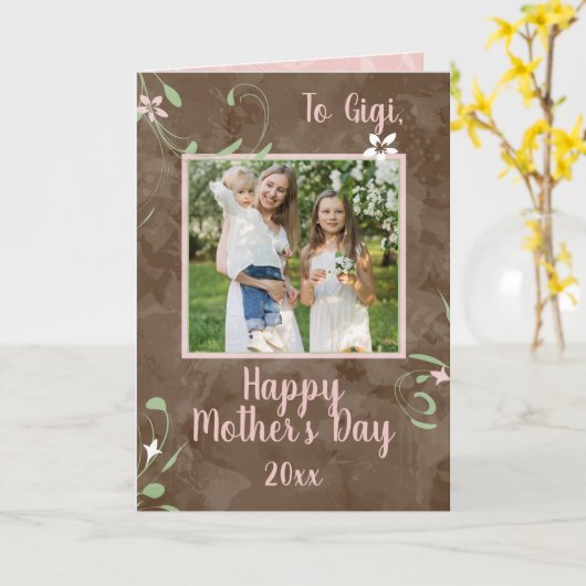 Naar Gigi Spring Sprouts Oma Moederdag Foto Kaart (Gele Bloem)