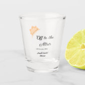 Naar het altaar oranje dop hoed bruidsmeisjesfeest shot glas (Voorkant)