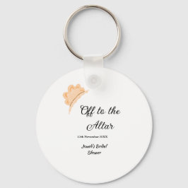 Naar het altaar oranje kap hoed bruidsfeest naam sleutelhanger