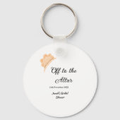 Naar het altaar oranje kap hoed bruidsfeest naam sleutelhanger (Achterkant)