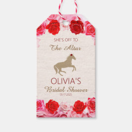 Naar het altaar Rode Rozen Bruidsmeisjesfeest Cadeaulabel