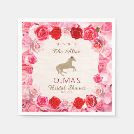Naar het altaar Rode Rozen Bruidsuitnodiging Servet