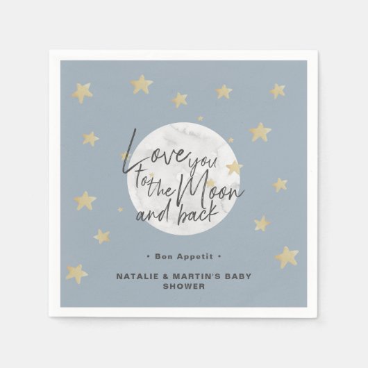 Naar het Baby shower Moon & Back Boy Servet (Voorkant)