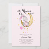 Naar het Baby shower van het roze konijn van de ma Kaart (Voorkant)