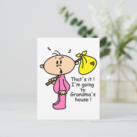 Naar het Baby van het groothuis (roze) Briefkaart (Staand voorkant)