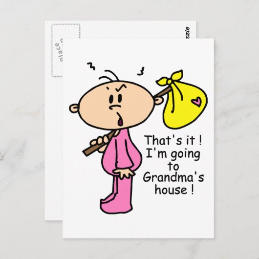 Naar het Baby van het groothuis (roze) Briefkaart (Voorkant / Achterkant)