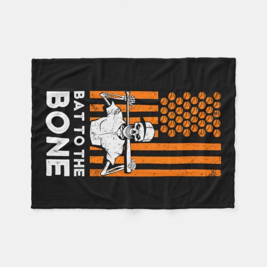Naar het Bone Halloween Baseball Skeleton Baseball Fleece Deken (Voorkant (Horizontaal))