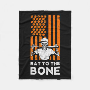 Naar het Bone Halloween Baseball Skeleton Baseball Fleece Deken