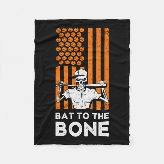 Naar het Bone Halloween Baseball Skeleton Baseball Fleece Deken (Voorkant)