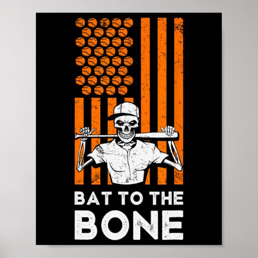 Naar het Bone Halloween Baseball Skeleton Baseball Poster (Voorkant)