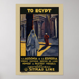 Naar het Egyptische Poster van Vintage Travel 1928