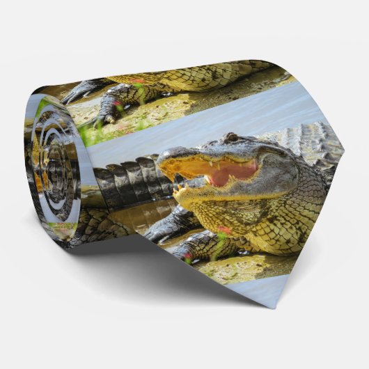 Naar het gezicht. Amerikaanse Alligator Stropdas (Opgerold)