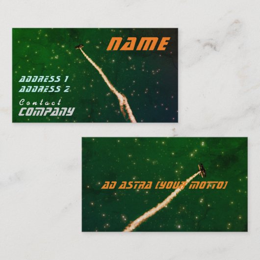 Naar het groene ruimtevaartcongres van het vliegtu visitekaartje (Voorkant / Achterkant)