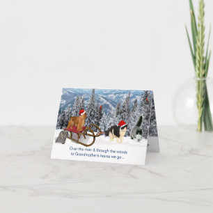 Naar het huis van oma met kerst feestdagen kaart