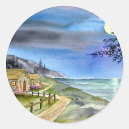 Naar het licht van de zilvermaan ronde sticker