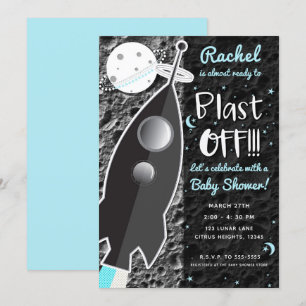 NAAR HET MOON Rocket Space Baby shower Kaart