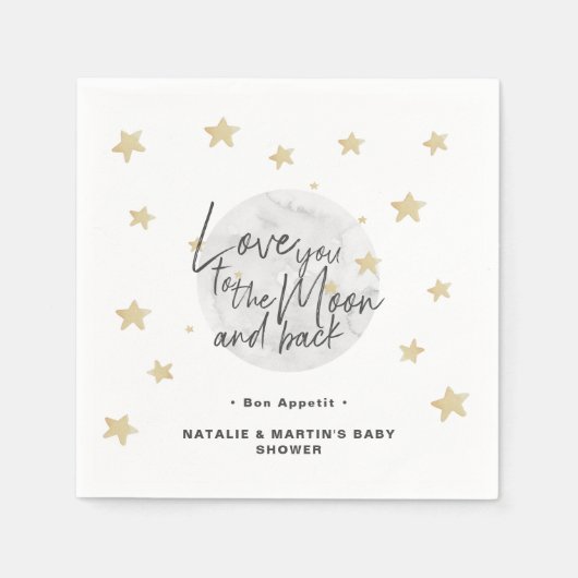 Naar het neutrale Baby shower Moon & Back Servet (Voorkant)