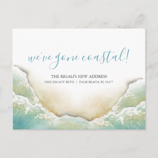 Naar het nieuwe adres van de Beach Bewegende Aanko Briefkaart (Voorkant)