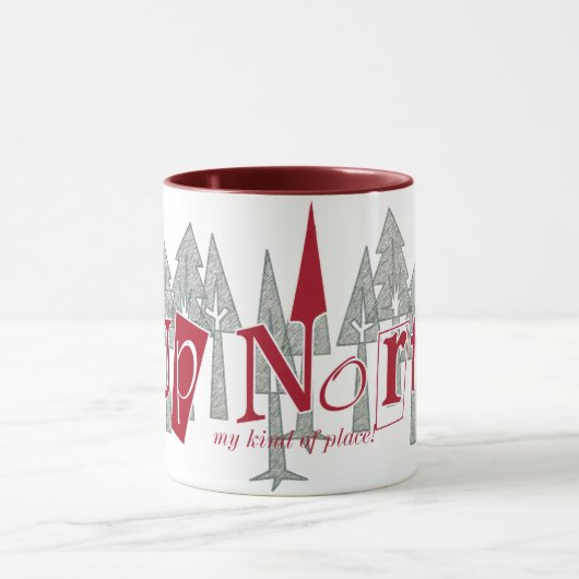 Naar het noorden met boomachtergrond mok (Midden)