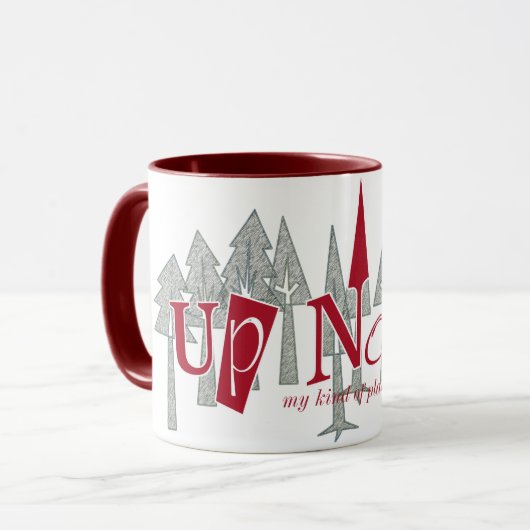 Naar het noorden met boomachtergrond mok (Voorkant links)