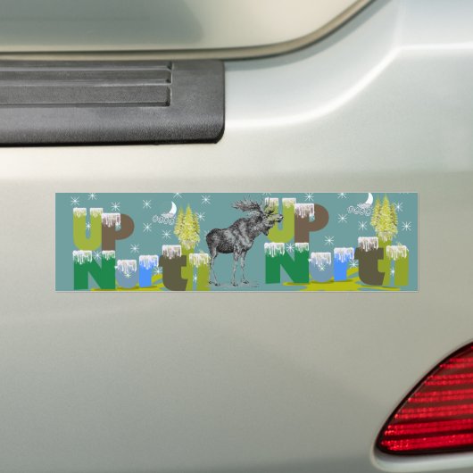 Naar het noorden Moose Bumpersticker (Op auto)