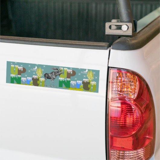 Naar het noorden  Moose Bumpersticker (Op Truck)