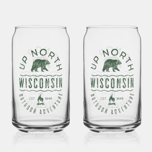 Naar het noorden van Wisconsin Blikvorm Glas (Voorkant)