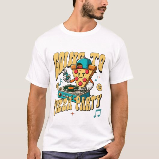 Naar het pizzafeest t-shirt (Voorkant)