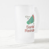 Naar het rendiertje van de Kerstman Matglas Bierpul (Voorkant rechts)