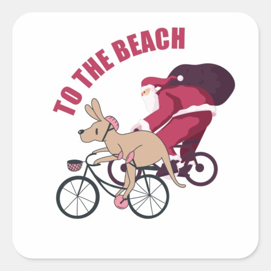 Naar het strand - Australische Kerstmis Vierkante Sticker (Voorkant)