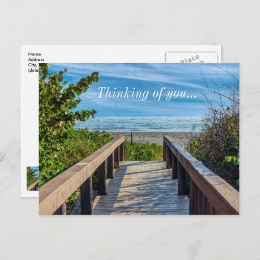 Naar het strand dat aan je denkt briefkaart (Voorkant / Achterkant)