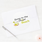 Naar het strand gaan (per spoor) ronde sticker (Envelop)